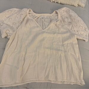 Velvet by Graham & Spencer Cream Eyelet Blouse